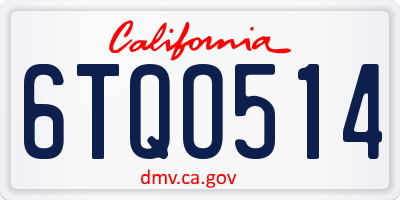 CA license plate 6TQO514