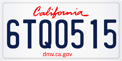 CA license plate 6TQO515