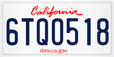 CA license plate 6TQO518