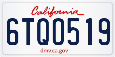 CA license plate 6TQO519