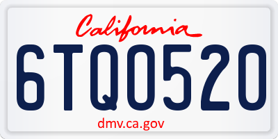 CA license plate 6TQO520
