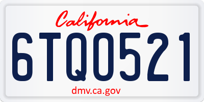 CA license plate 6TQO521