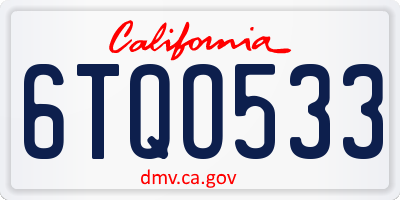 CA license plate 6TQO533