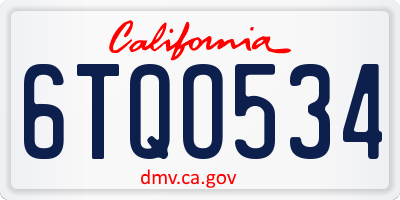 CA license plate 6TQO534