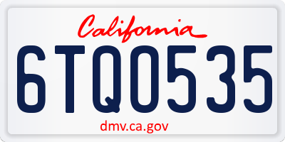 CA license plate 6TQO535