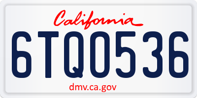 CA license plate 6TQO536