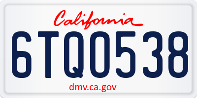 CA license plate 6TQO538