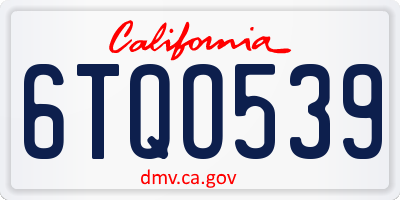 CA license plate 6TQO539