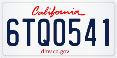 CA license plate 6TQO541