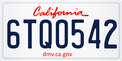 CA license plate 6TQO542