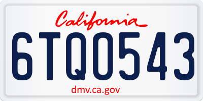 CA license plate 6TQO543