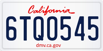 CA license plate 6TQO545