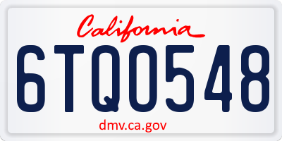 CA license plate 6TQO548