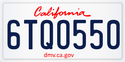 CA license plate 6TQO550