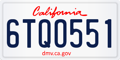 CA license plate 6TQO551