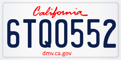 CA license plate 6TQO552