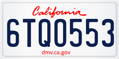 CA license plate 6TQO553