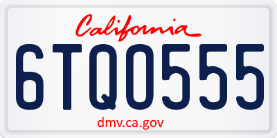 CA license plate 6TQO555