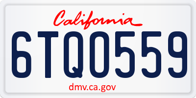 CA license plate 6TQO559