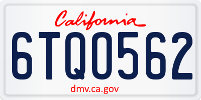 CA license plate 6TQO562