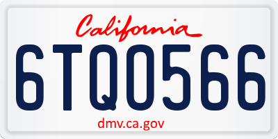 CA license plate 6TQO566