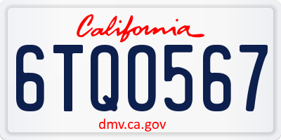 CA license plate 6TQO567