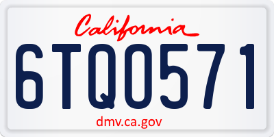 CA license plate 6TQO571