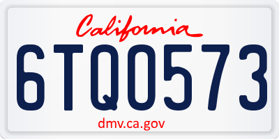 CA license plate 6TQO573