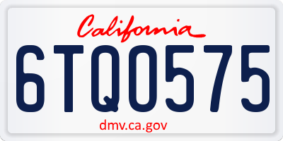 CA license plate 6TQO575