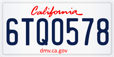 CA license plate 6TQO578
