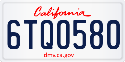 CA license plate 6TQO580