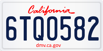 CA license plate 6TQO582
