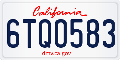 CA license plate 6TQO583