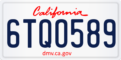 CA license plate 6TQO589