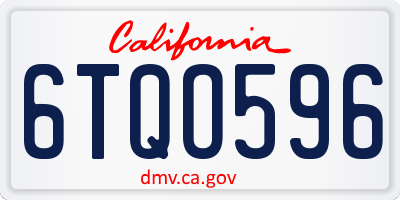 CA license plate 6TQO596