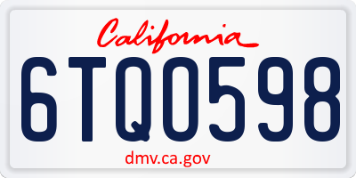 CA license plate 6TQO598