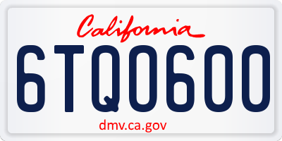 CA license plate 6TQO600