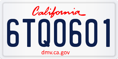 CA license plate 6TQO601