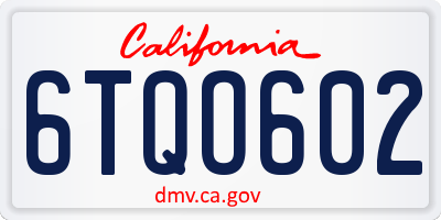 CA license plate 6TQO602