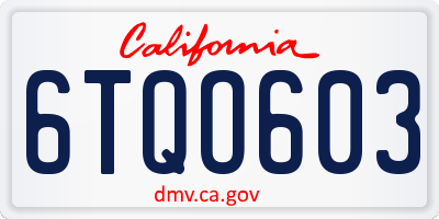 CA license plate 6TQO603