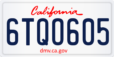 CA license plate 6TQO605