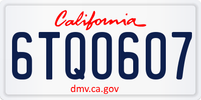 CA license plate 6TQO607