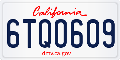 CA license plate 6TQO609