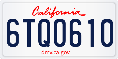 CA license plate 6TQO610