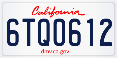 CA license plate 6TQO612