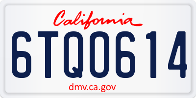 CA license plate 6TQO614