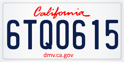 CA license plate 6TQO615