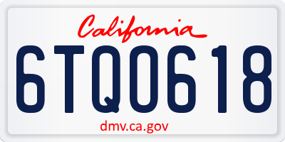 CA license plate 6TQO618