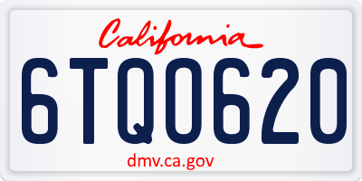 CA license plate 6TQO620