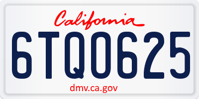 CA license plate 6TQO625